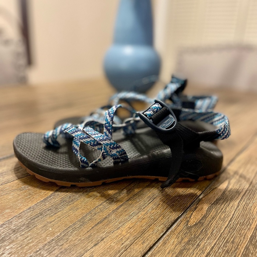 Chaco Women's Blue Black Patterned Strap Sandals